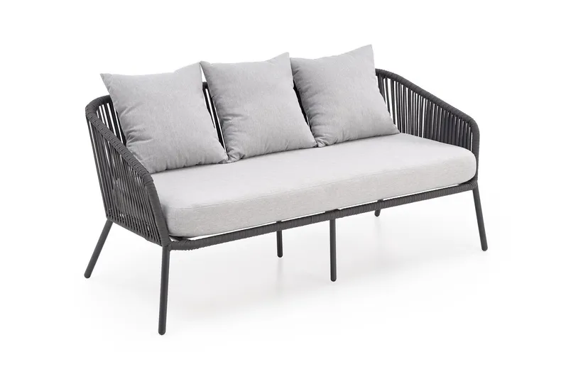 Садовий комплект HALMAR ROCCA (диван + два крісла + столик), темно-сірий / світло-сірий фото №16