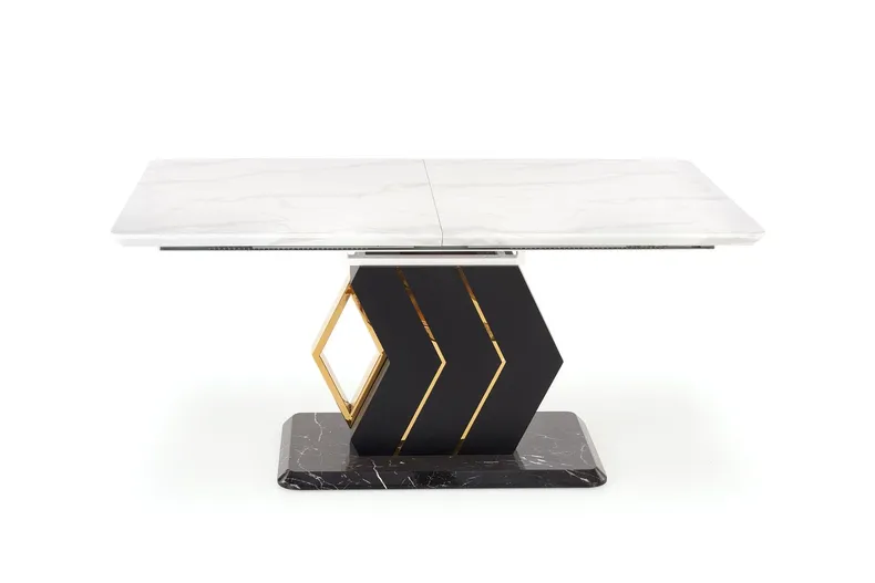 Обідній стіл розкладний HALMAR VINCENZO 160-200x90 см, білий мармур, чорна/золота ніжка фото №11