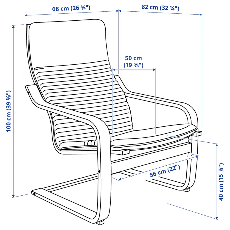 IKEA POÄNG ПОЕНГ, крісло, коричневий / КНІСА чорний 592.408.33 фото №5