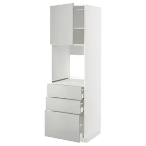 IKEA METOD МЕТОД / MAXIMERA МАКСИМЕРА, высокий шкаф д / духовки / дверь / 3ящика, белый / светло-серый, 60x60x200 см 495.389.85 фото