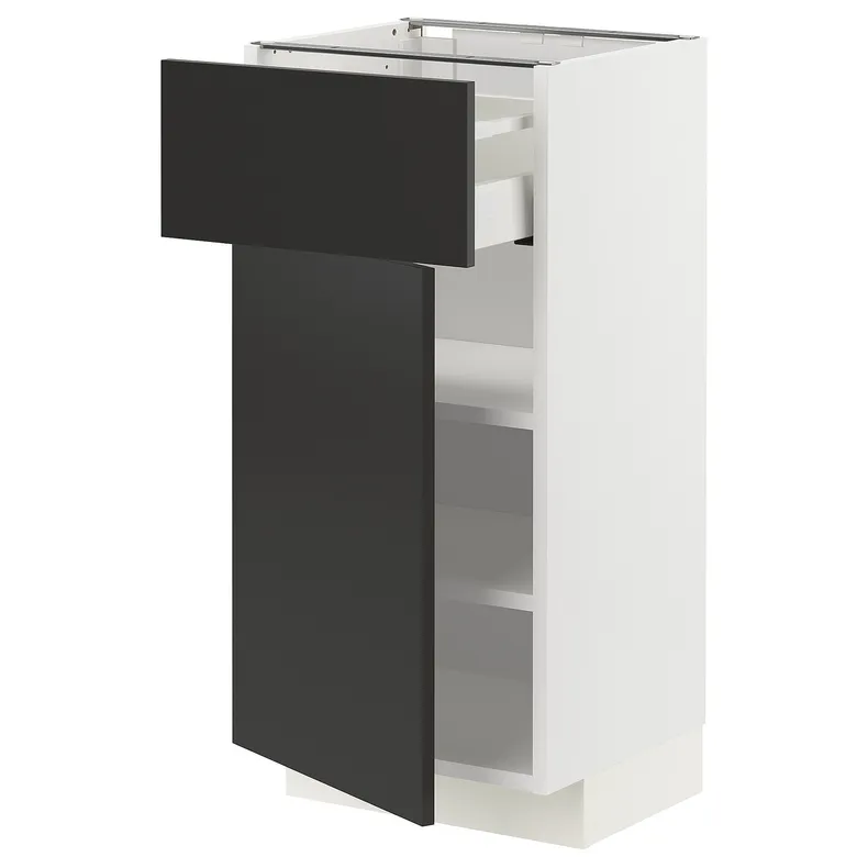 IKEA METOD МЕТОД / MAXIMERA МАКСИМЕРА, напольный шкаф с ящиком / дверцей, белый / Никебо матовый антрацит, 40x37 см 794.987.99 фото №1