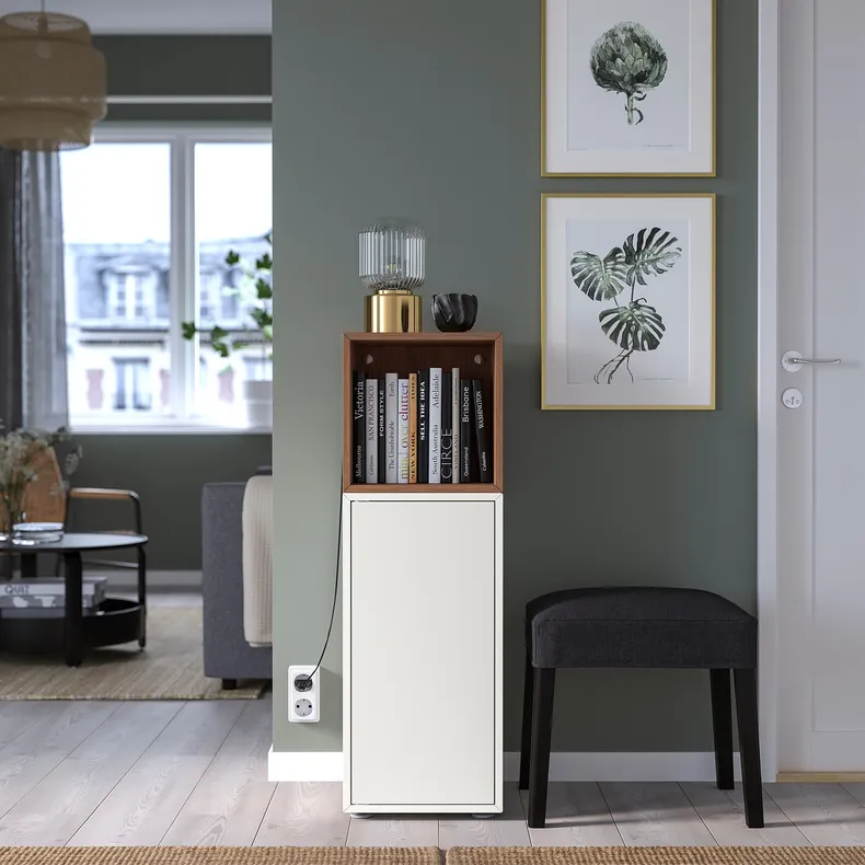 IKEA EKET ЭКЕТ, комбинация шкафов с ножками, белый / орех, 35x35x107 см 794.907.98 фото №2