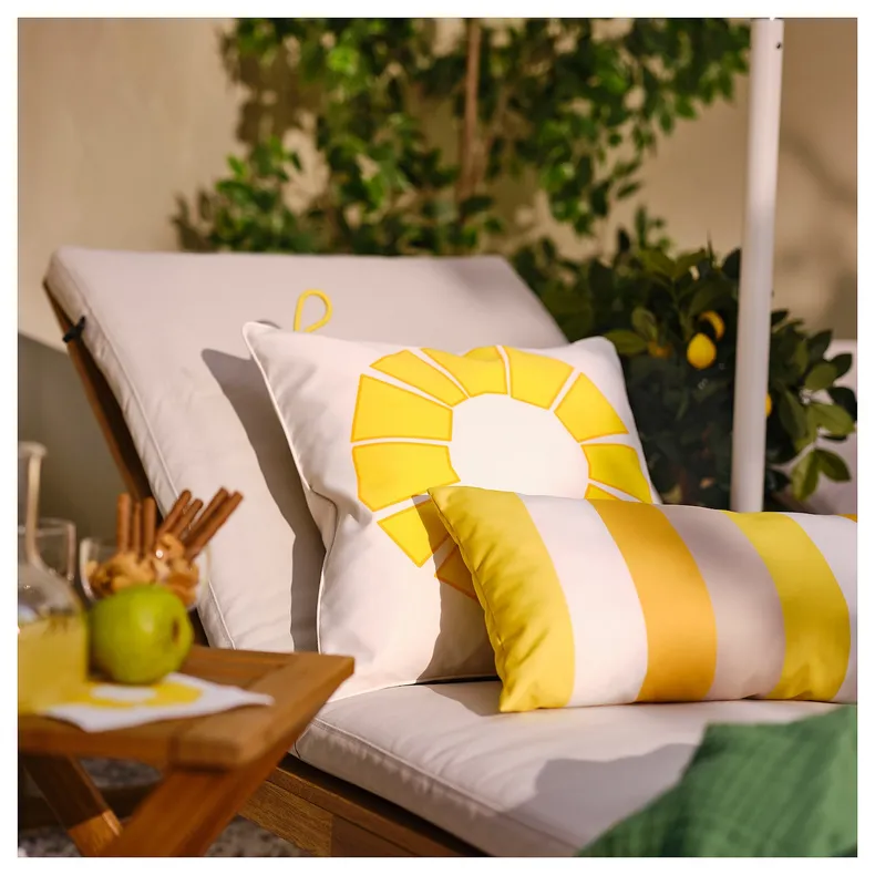 IKEA BRÖGGAN БРЕГГАН, чохол для подушки для приміщен / вул, білий / жовтий, 50x50 см 905.707.22 фото №2