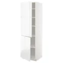IKEA METOD МЕТОД, высокий шкаф с полками / 2 дверцы, белый / Воксторп глянцевый / белый, 60x60x200 см 794.672.84 фото thumb №1