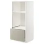 IKEA METOD МЕТОД / MAXIMERA МАКСИМЕРА, высокий шкаф д / духовки / СВЧ с ящиком, белый / Стенсунд бежевый, 60x60x140 см 394.079.23 фото