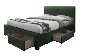 Двоспальне ліжко з ящиками HALMAR MODENA 3 160x200 см темно-зелений оксамит фото