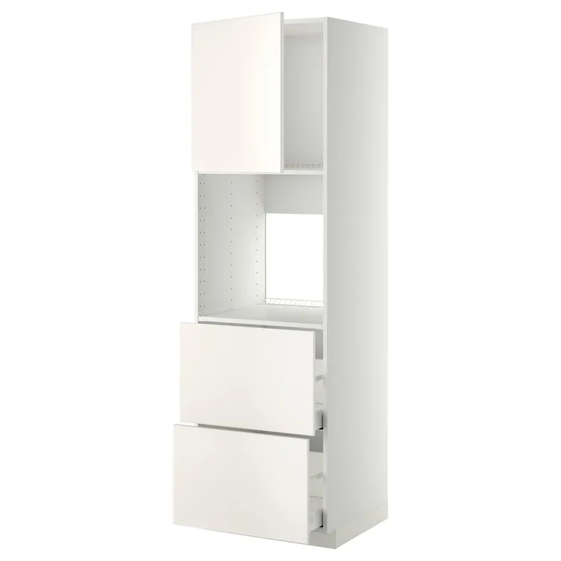 IKEA METOD МЕТОД / MAXIMERA МАКСІМЕРА, в шаф д / дух / двер / 2 фр пан / 2 вис шух, білий / ВЕДДІНГЕ білий, 60x60x200 см 494.561.83 фото №1