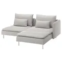 IKEA SÖDERHAMN СОДЕРХЭМН, 2-местный диван, с шезлонгом с подлокотником/Талмира белый/черный 994.306.47 фото thumb №1