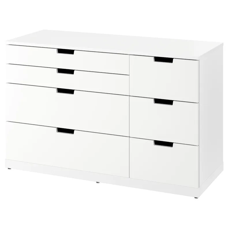 IKEA NORDLI НОРДЛІ, комод із 7 шухлядами, білий, 120x76 см 393.368.84 фото №1