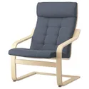 IKEA POÄNG ПОЕНГ, крісло, береза okl / Gunnared blue 195.021.86 фото thumb №1