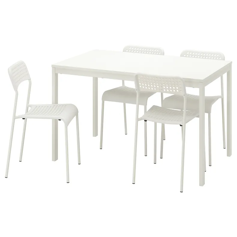 IKEA VANGSTA ВАНГСТА / ADDE АДДЕ, стіл+4 стільці, білий / білий, 120 / 180 см 594.830.44 фото №1