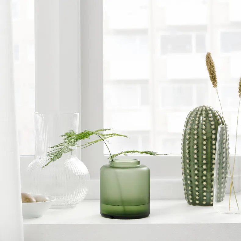 IKEA KONSTFULL КОНСТФУЛЛ, ваза, матовое стекло / зеленый, 10 см 905.119.59 фото №6