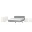 IKEA SLATTUM СЛАТТУМ / KULLEN КУЛЛЕН, меблі д / спальні, компл із 4 предм, КНІСА світло-сірий / білий, 140x200 см 894.903.16 фото thumb №1
