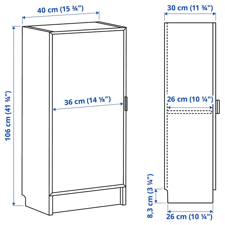 IKEA BILLY БИЛЛИ / HÖGBO ХЁГБУ, стеллаж комбинация / стекл дверцы, белый, 40x30x106 см 294.944.21 фото №5