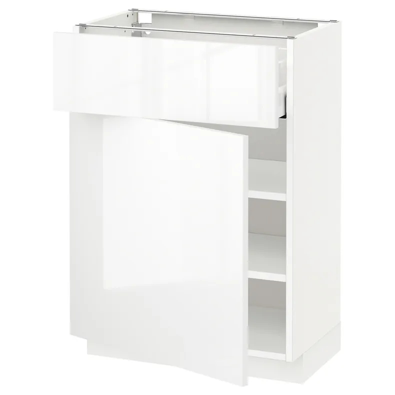IKEA METOD МЕТОД / MAXIMERA МАКСИМЕРА, напольный шкаф с ящиком / дверцей, белый / Рингхульт белый, 60x37 см 094.547.32 фото №1