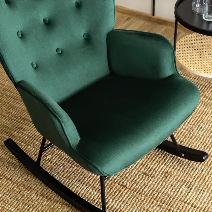 Кресло-качалка бархатное MEBEL ELITE ELIS Velvet, Зеленый фото №5