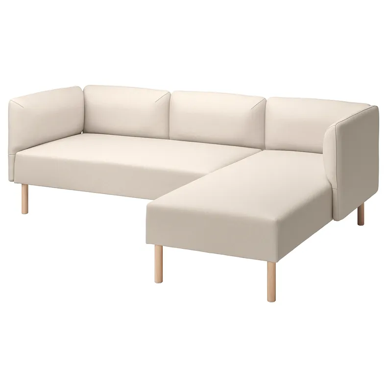 IKEA LILLEHEM ЛІЛЛЕХЕМ, 3-м модульний диван з кушеткою, ВІССЛЕ/бежевий деревина 495.682.94 фото №1