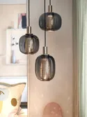 IKEA HÖGVIND ХЁГВИНД, подвесной светильник с 3 лампами, никелированное / серое стекло, 41 см 504.929.29 фото thumb №5