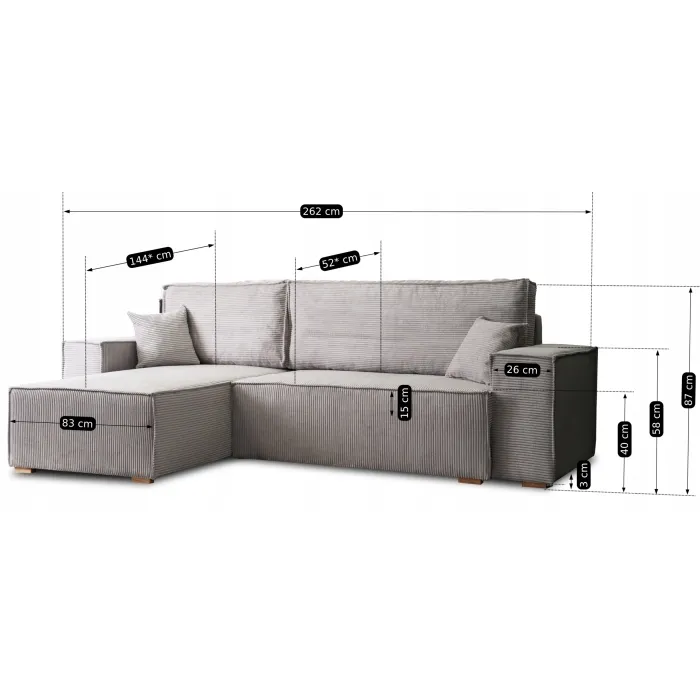 Кутовий диван універсальний MEBEL ELITE ALEX, 262 см, тканина: сірий фото №14