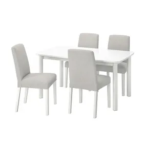 IKEA STRANDTORP СТРАНДТОРП / BERGMUND БЕРГМУНД, стіл+4 стільці, білий / Orsta світло-сірий, 150/205/260 см 194.410.89 фото