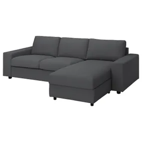 IKEA VIMLE ВІМЛЕ, 3-місний диван із кушеткою, з широкими підлокітниками / ХАЛЛАРП сірий 294.014.22 фото