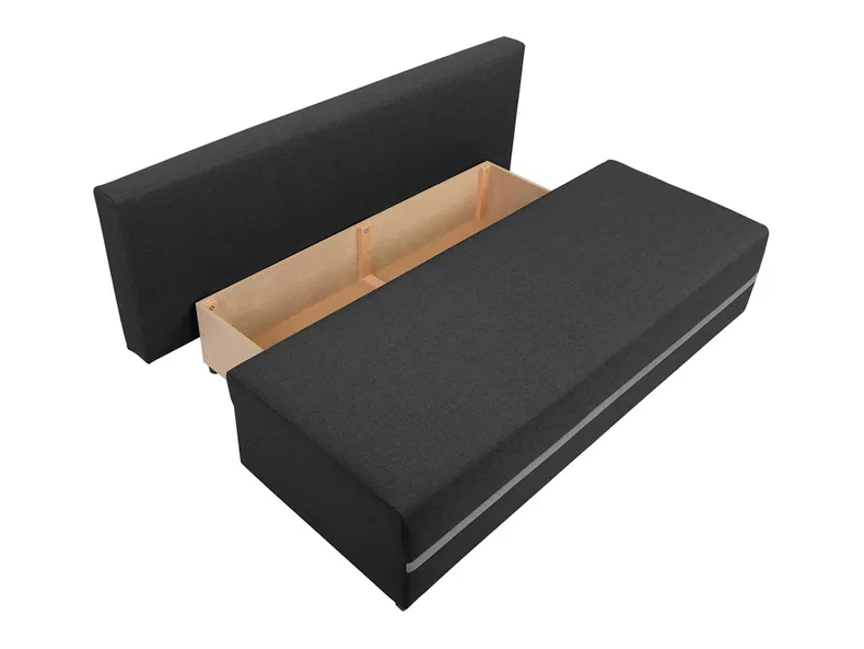 BRW Тримісний розкладний диван Mata з ящиком для зберігання чорний, Sawana 14 Black / Sawana 21 Grey SO3-MATA-LX_3DL-G2_B88701 фото №6