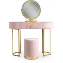 Туалетный столик с пуфом MEBEL ELITE ASHLEY, розовый / золотой фото thumb №6