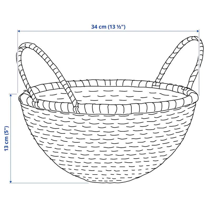 IKEA HÖKRUBBA ХЕКРУББА, кошик, осока, 34 см 105.818.66 фото №6