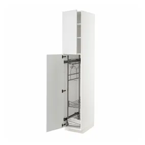 IKEA METOD МЕТОД, висока шафа із приладд д / прибирання, білий / стенсундський білий, 40x60x220 см 094.553.45 фото
