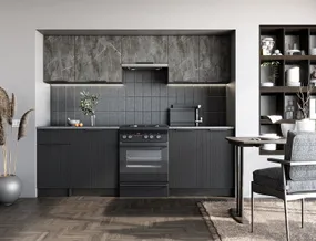 Кухонний гарнітур HALMAR TAMARA 240 см : корпус : чорний, фасад : ясен фото