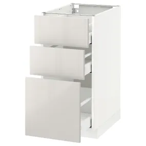 IKEA METOD МЕТОД / MAXIMERA МАКСІМЕРА, підлогова шафа з 3 шухлядами, білий / Ringhult світло-сірий, 40x60 см 691.424.98 фото