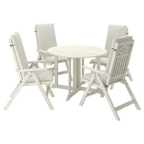 IKEA BONDHOLMEN БОНДХОЛЬМЕН, стіл+4 крісла з відкид спин/вуличн, білий/бежевий/бежевий Фрессон/Дувхольмен 895.498.78 фото