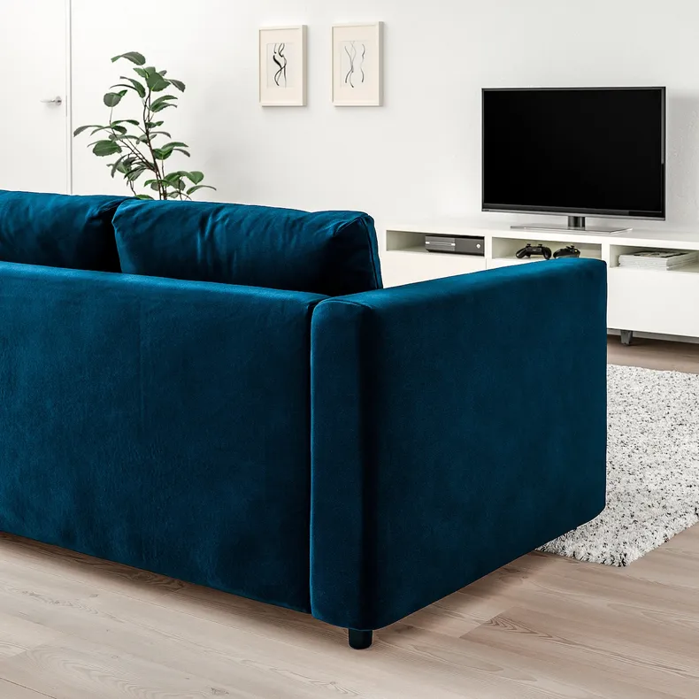 IKEA VIMLE ВИМЛЕ, 4-местный угловой диван, Джупарп темно-зелено-голубой 494.341.34 фото №2