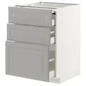 IKEA METOD МЕТОД / MAXIMERA МАКСИМЕРА, напольный шкаф с выдвиж панелью / 3ящ, белый / бодбинский серый, 60x60 см 794.334.11 фото thumb №1