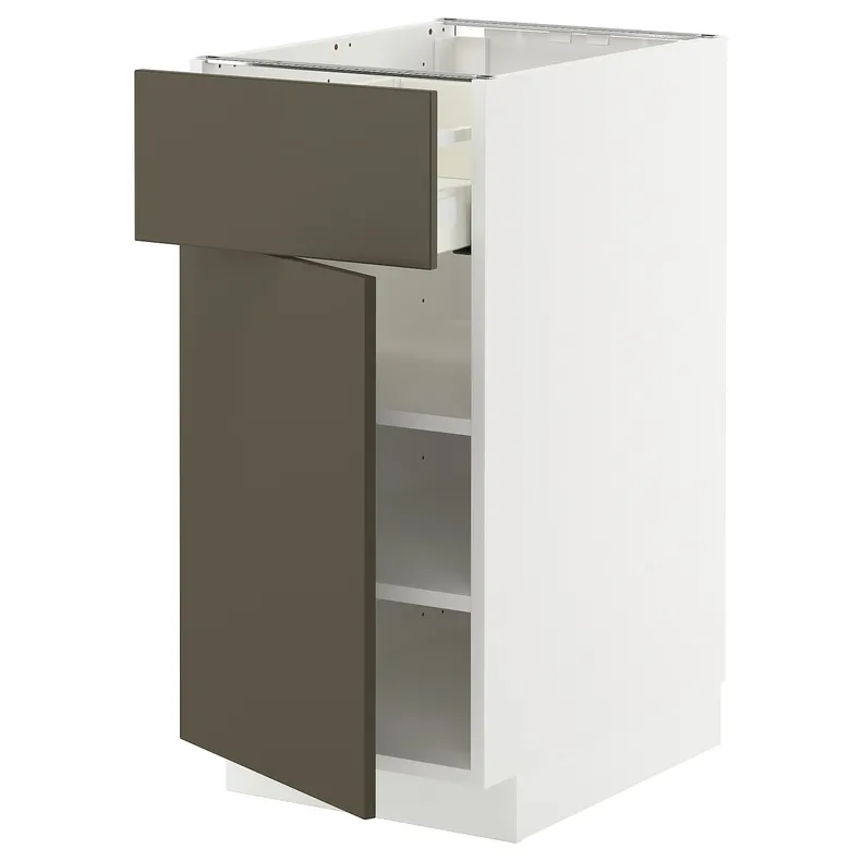 IKEA METOD МЕТОД / MAXIMERA МАКСІМЕРА, підлогова шафа з шухлядами та дверц, білий/хавсторп коричневий/бежевий, 40x60 см 395.586.10 фото №1