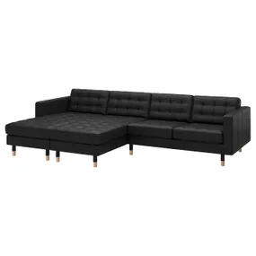 IKEA LANDSKRONA ЛАНДСКРУНА, 4-місний диван із кушетками, Grann/Bomstad чорний/дерево 595.542.77 фото