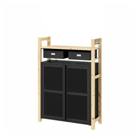 IKEA IVAR ИВАР, 1 секция / полки / шкаф, сосна / черная сетка, 89x30x124 см 995.081.65 фото