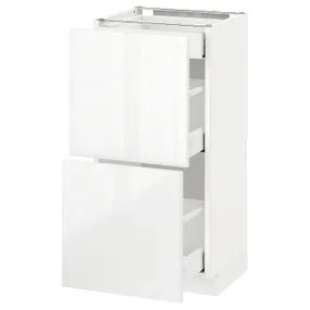 IKEA METOD МЕТОД / MAXIMERA МАКСИМЕРА, напольный шкаф / 2фасада / 3ящика, белый / Рингхульт белый, 40x37 см 390.516.73 фото