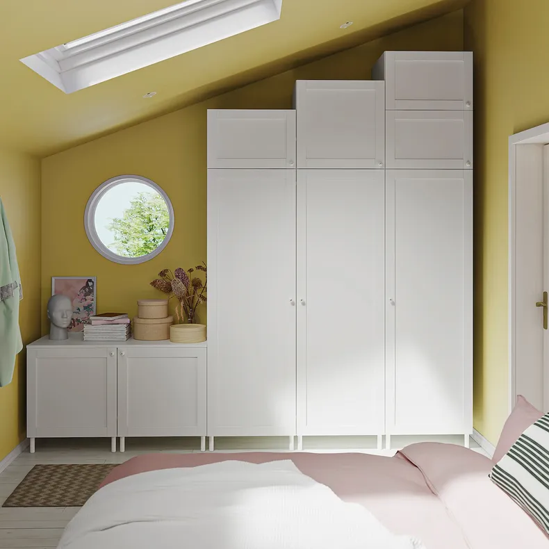 IKEA PLATSA ПЛАТСА, гардеробна шафа з 9 дверцятами, білий САННІДАЛЬ/білий, 300x57x271 см 794.243.22 фото №5
