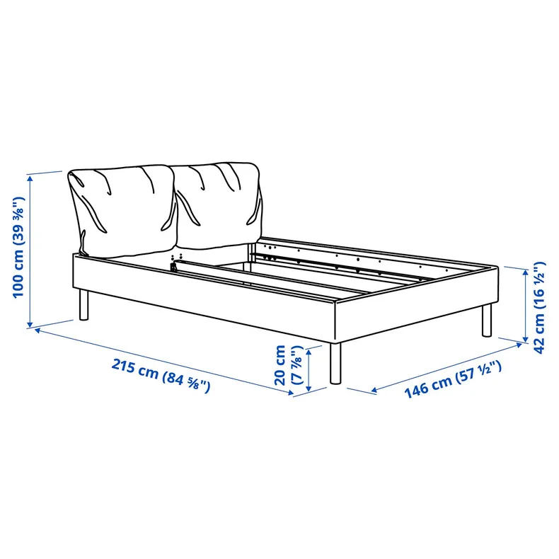IKEA SAGESUND САГЕСУНД, каркас ліжка з оббивкою, Дизерод коричневий, 140x200 см 104.903.76 фото №9