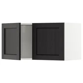IKEA METOD МЕТОД, шафа навісна із 2 дверцятами, білий / ЛЕРХЮТТАН чорна морилка, 80x40 см 594.576.48 фото