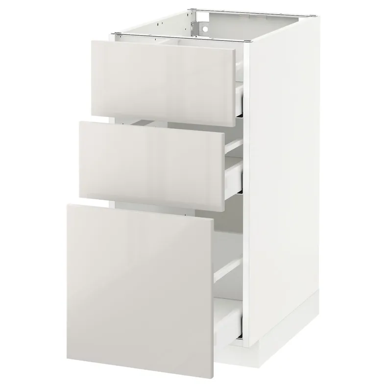 IKEA METOD МЕТОД / MAXIMERA МАКСИМЕРА, напольный шкаф с 3 ящиками, белый / светло-серый, 40x60 см 691.424.98 фото №1