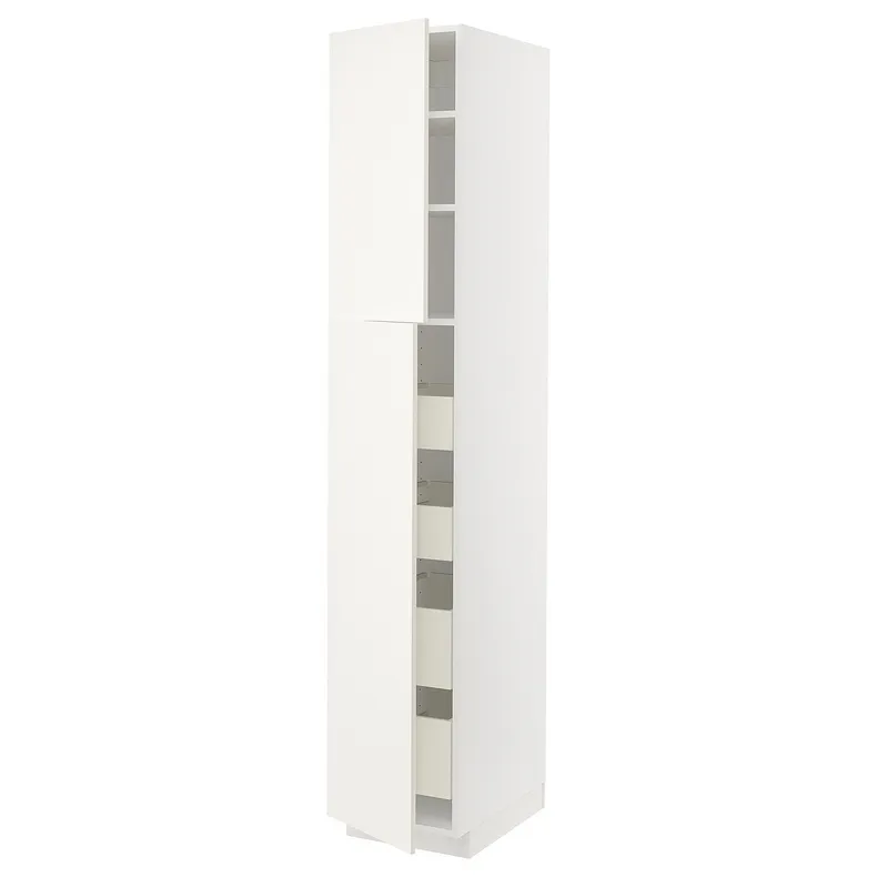 IKEA METOD МЕТОД / MAXIMERA МАКСИМЕРА, высокий шкаф / 2дверцы / 4ящика, белый / белый, 40x60x220 см 694.569.93 фото №1