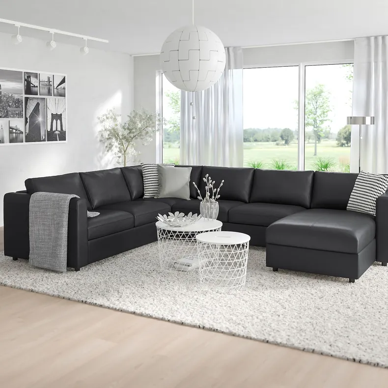 IKEA VIMLE ВІМЛЕ, кутовий диван, 5-місний, з шезлонгом/Гранн/Бомстад чорний 393.067.64 фото №2