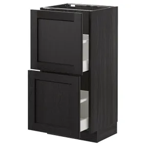 IKEA METOD МЕТОД, напольный шкаф с 2 ящиками, черный / Лерхиттан с черными пятнами, 40x37 см 592.602.27 фото