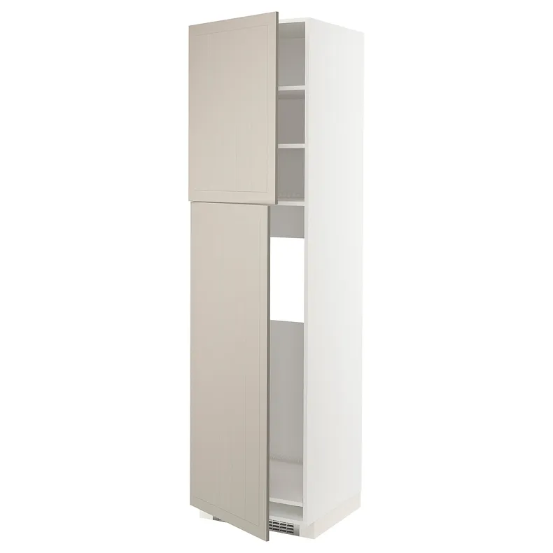 IKEA METOD МЕТОД, висока шафа для холодильника, 2 дв, білий / стенсундський бежевий, 60x60x220 см 494.605.71 фото №1
