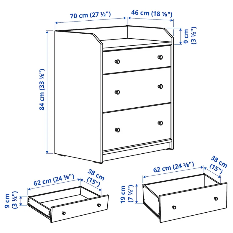 IKEA HAUGA ХАУГА, комплект мебели д / спальни, 3 предм., белый 594.833.84 фото №7