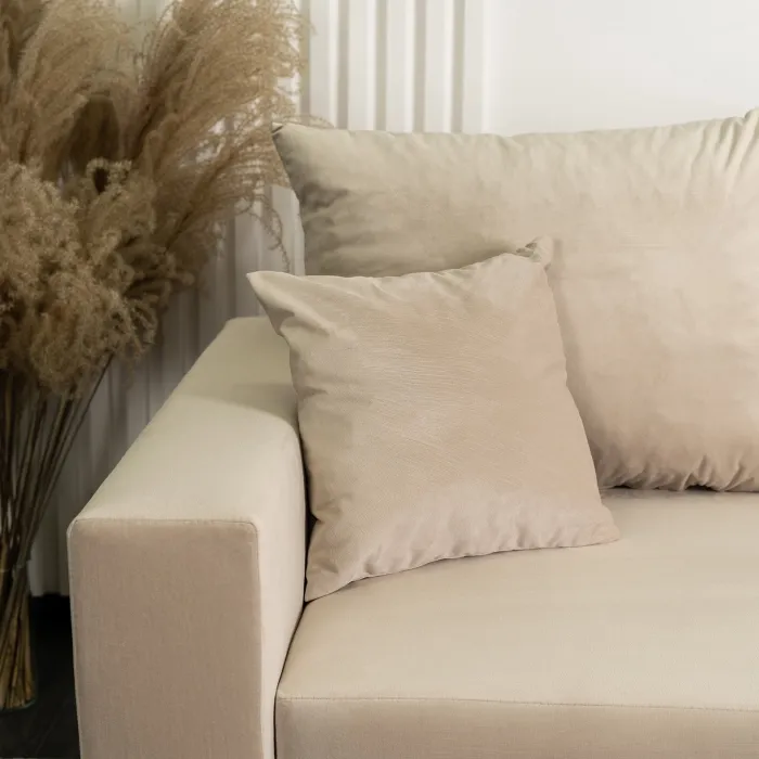 Угловой диван бархатный MEBEL ELITE MARKUS Velvet, 238 см, бежевый (правый) фото №6