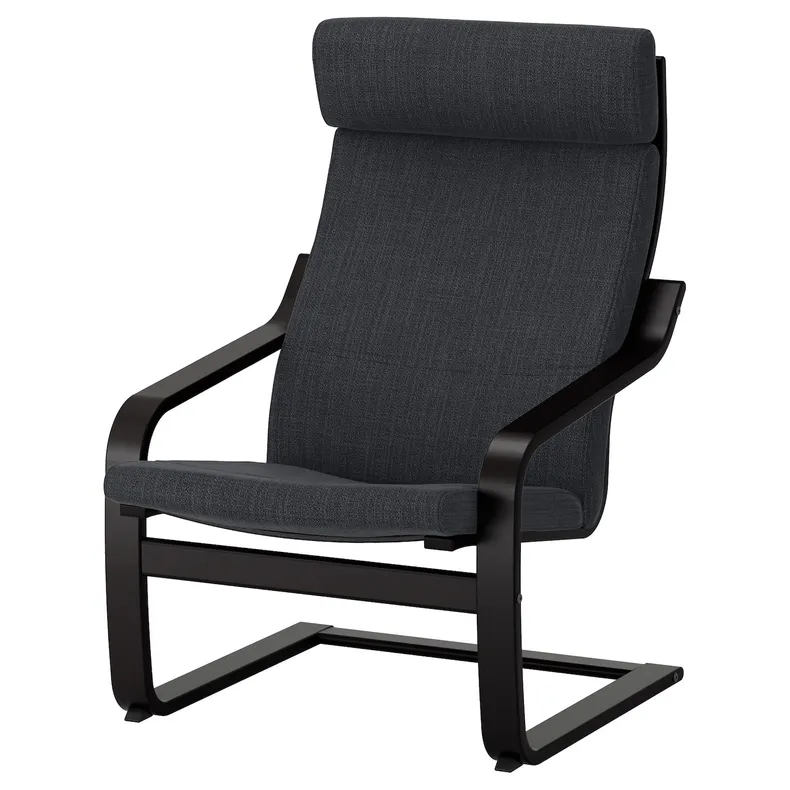 IKEA POÄNG ПОЭНГ, кресло, черный / коричневый / антрацитовый 191.977.80 фото №1