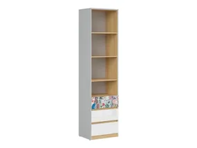 BRW Книжный шкаф Nandu, светло-серый/полированный дуб/белый глянец/наклейка REG3S-JSZ/DP/BIP/SCR фото